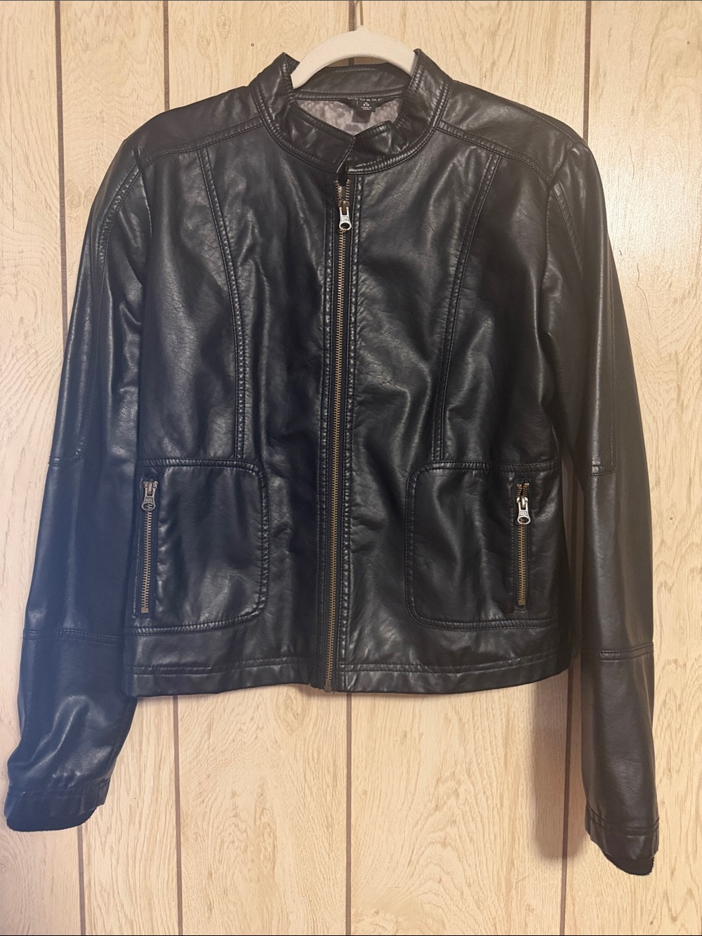 George Black Faux Leather Zip-Up Jacket